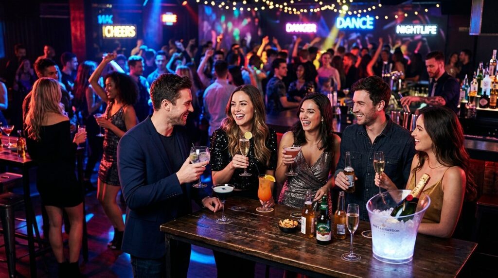 Professional stock photo of vibrant nightlife scene with you
