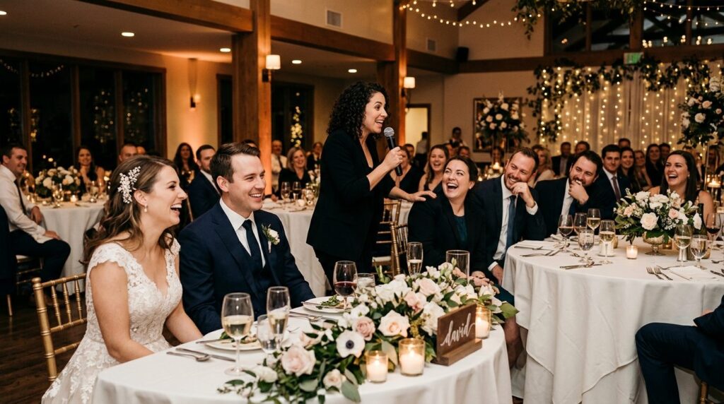 Wedding reception entertainment scene, professional performe